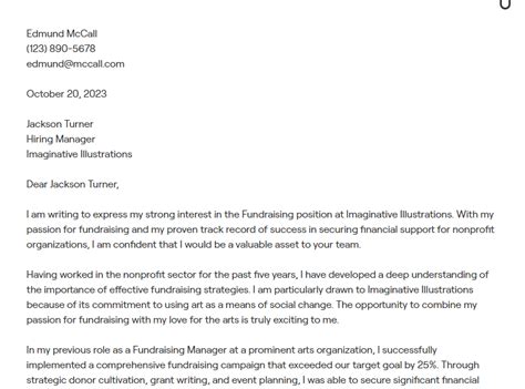fundraiser cover letter examples|2024 Fundraising Cover Letter Example (+Free Tools & Guidance).